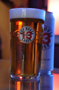 Hop House 50cl can in Hop House 13 barrel glass glass