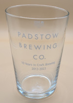 Padstow 10 years 2013-2023 pint glass glass