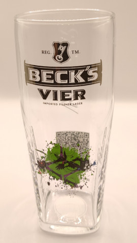 Beck's original artwork pint glass