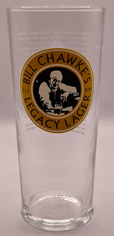 Bill Chawke's Legacy Lager 2019 pint glass glass