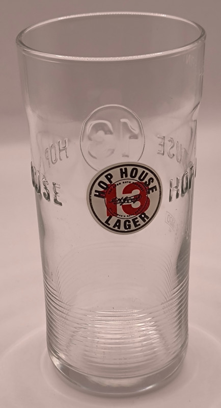 Hop House half pint barrel glass glass