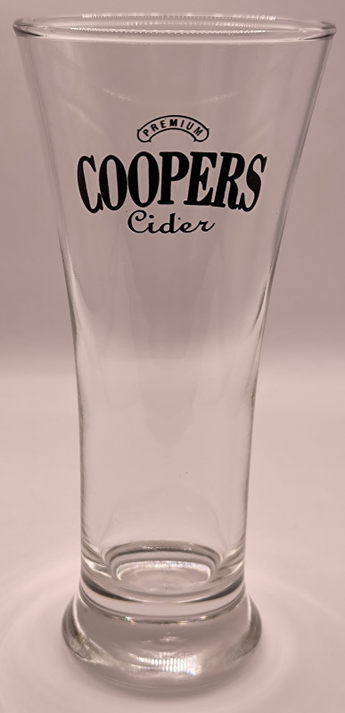 Coopers Cider half pint glass glass