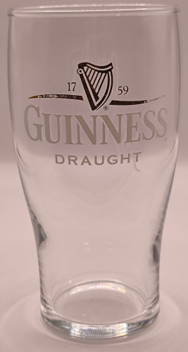 Guinness 50cl with signature on back beer glass