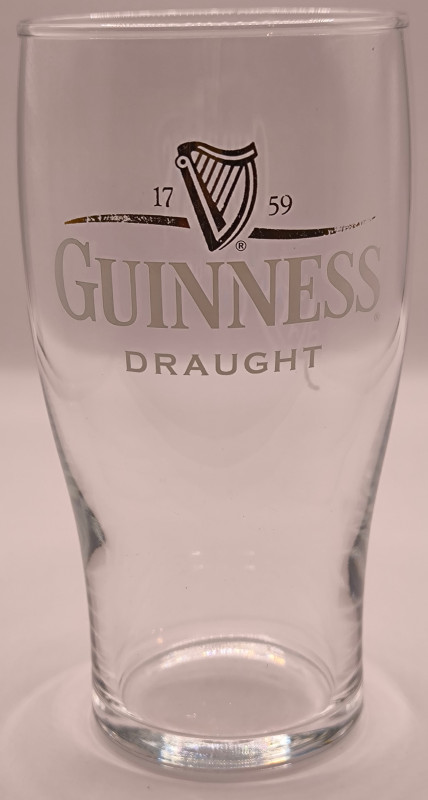 Guinness 50cl with signature on back beer glass glass