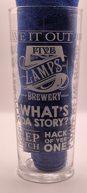 Five Lamps "What's Da Story" 2018 pint glass glass