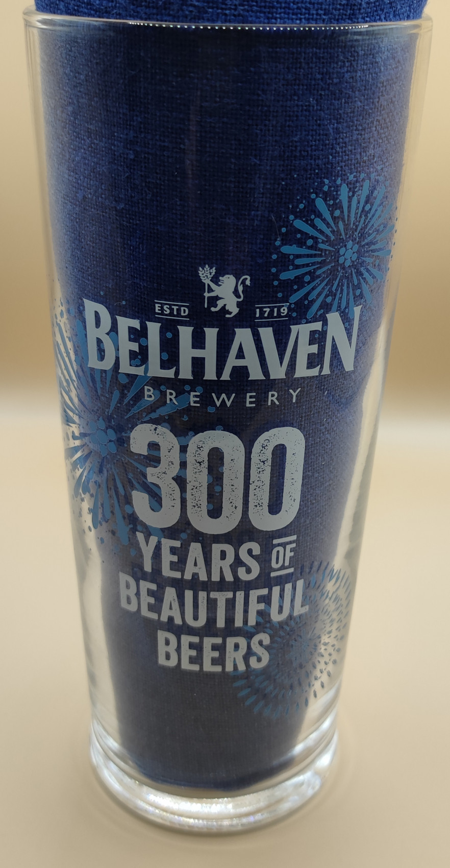 Belhaven celebrating 300 years pint glass Nicks Beer Glass Collection